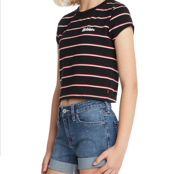 Girls Dickies stripe crop baby tee | Size L - Picture 3 of 7